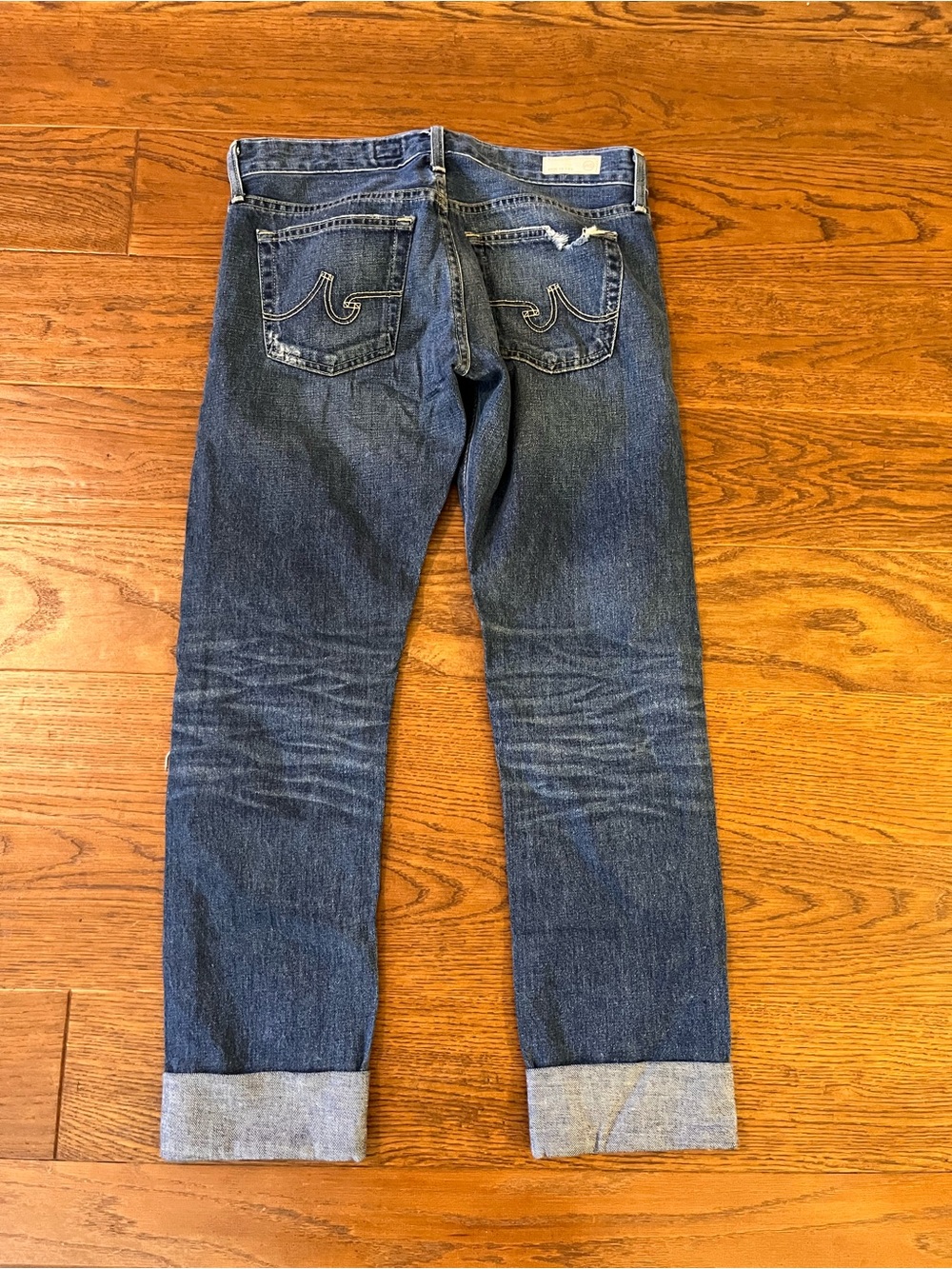 Ag Adriano Goldschmied Piper Distressed Dark Cropped Jeans with Lace Insets - Picture 2 of 6
